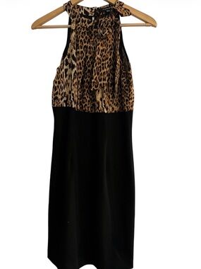 Forever 21 Leopard Print Halter Dress with Black Skirt